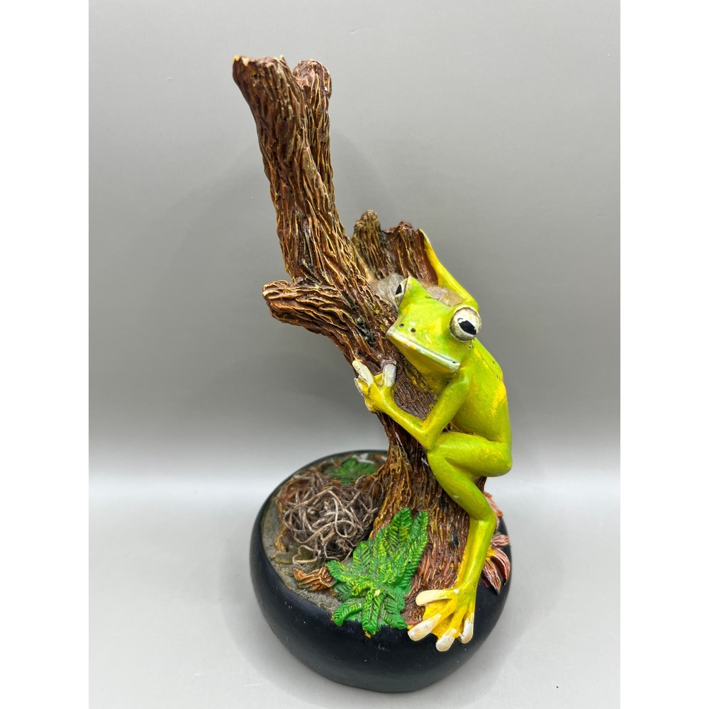 Airplant Holder Tillandsia Nature Bowl Frog Figurine 6" Tall Plant Decor